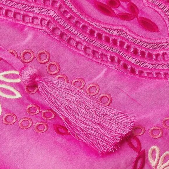 KOBI HALPERIN Blythe Embroidered Peasant Blouse - French Pink - Picture 6 of 10